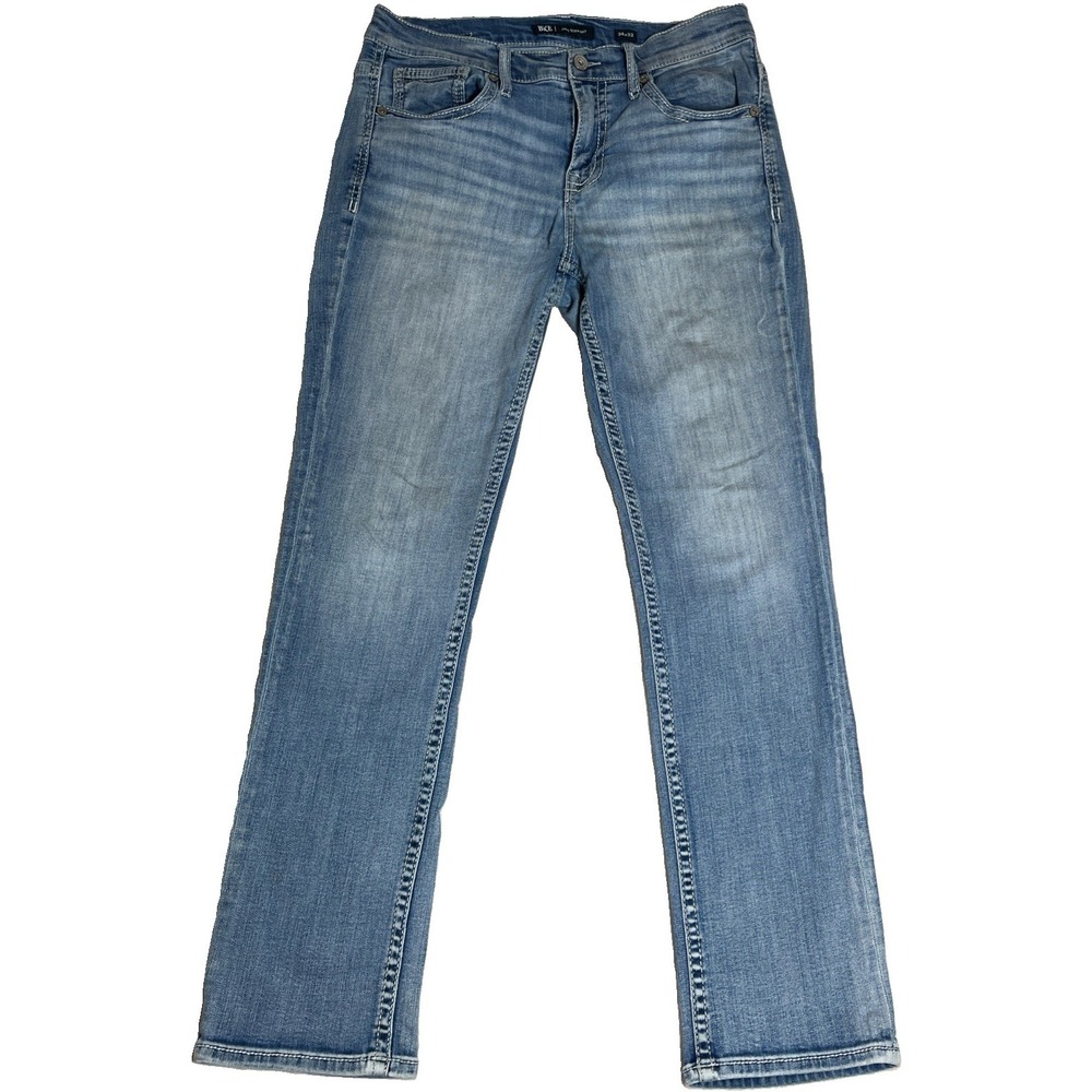 BKE Jake Straight Jeans Mens 34x32 Blue Denim Straight Leg Stretch Western Faded